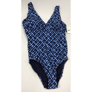 Lands' End Medium 10-12 Full Coverage V-Neck Blue 1 Piece Swimsuit🩵
